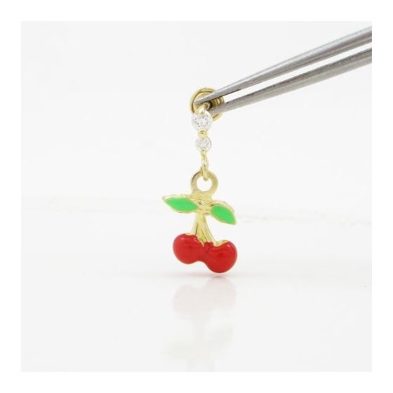 14K Yellow gold Cherry cz chandelier earrings for Children/Kids web528 2