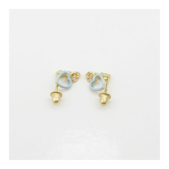14K Yellow gold Open heart cz chandelier earrings for Children/Kids web409 4