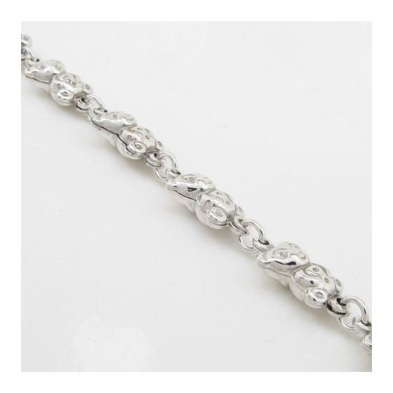 Women silver teddy bear link bracelet SB8 7 inches long and 7mm wide 2