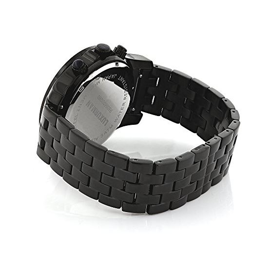 Luxurman Black Diamond Watch 2.25ct Mens Black Tone Stainless Steel Case 2