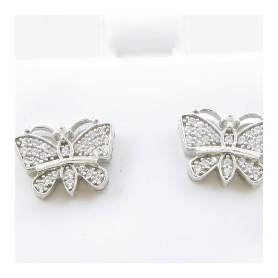 Womens .925 sterling silver White butterfly earring 1 MLCZ261 4mm thick and 11mm wide Size 2