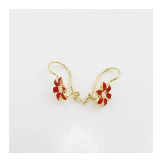 14K Yellow gold Flower cz hoop earrings for Children/Kids web36 2