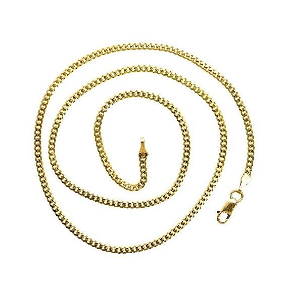 14K YELLOW Gold SOLID ITALY CUBAN Chain - 16 Inches Long 2.1MM Wide 2