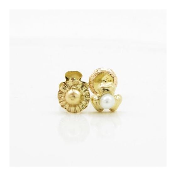 14K Yellow gold Fancy flower pearl stud earrings for Children/Kids web197 2