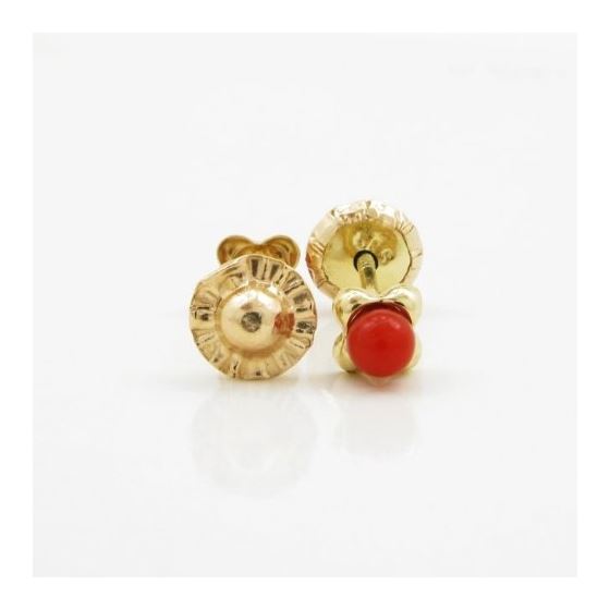 14K Yellow gold Small flower pearl stud earrings for Children/Kids web200 2