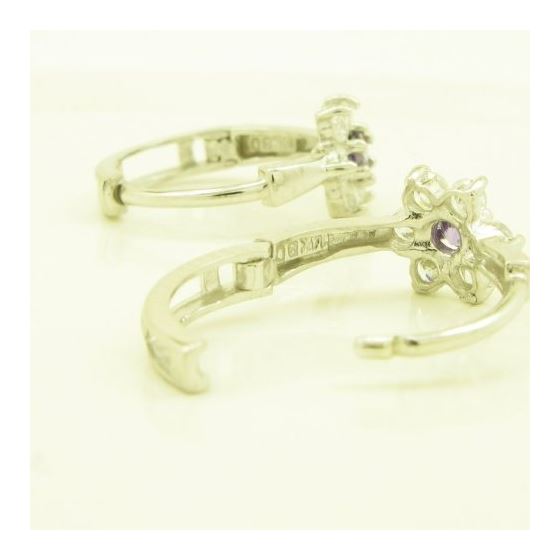 14K Yellow gold Flower cz hoop earrings for Children/Kids web271 4