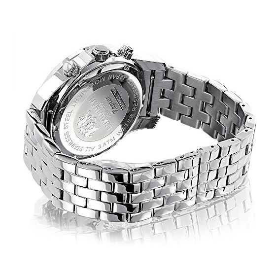 Luxurman Mens Diamond Watch 0.25ct on the Bezel of the Stainless Steel Case. 2