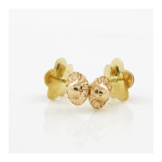 14K Yellow gold Thin flower pearl stud earrings for Children/Kids web171 4