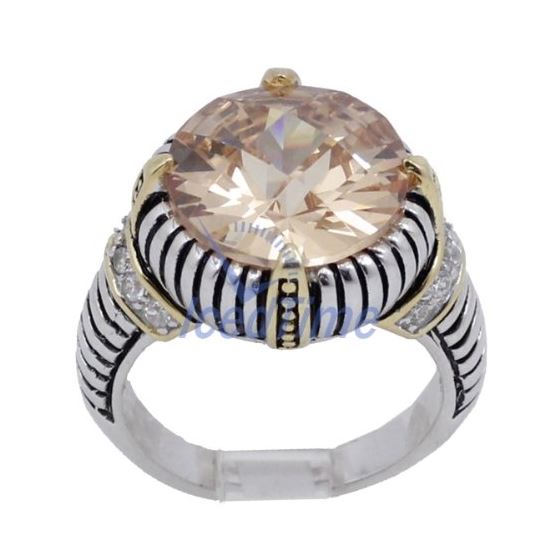 "Ladies .925 Italian Sterling Silver Spring citrine synthetic gemstone ring SAR12 6