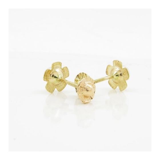 14K Yellow gold Flower pearl stud earrings for Children/Kids web212 4
