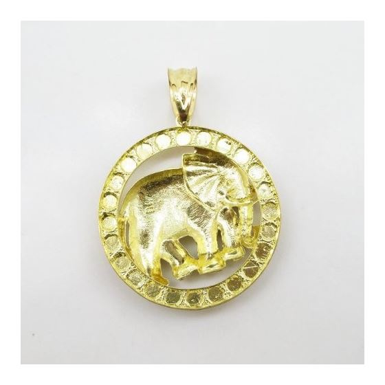 Mens 10k Yellow gold Round elephant charm EGP81 4