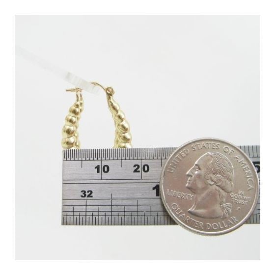 10k Yellow Gold earrings Fancy puff bamboo gold earrings AGBE64 4