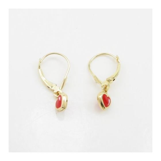 14K Yellow gold Heart chandelier earrings for Children/Kids web464 4
