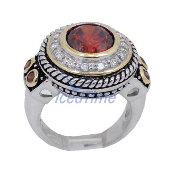 "Ladies .925 Italian Sterling Silver Ruby Red synthetic gemstone ring SAR21 6