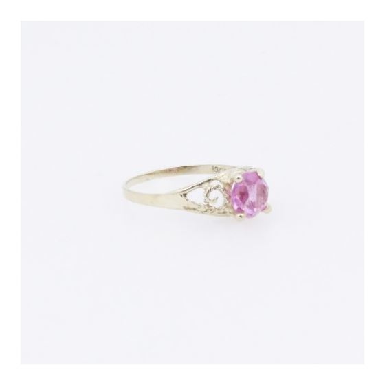 10k Yellow Gold Syntetic pink gemstone ring ajr1 Size: 4.5 4