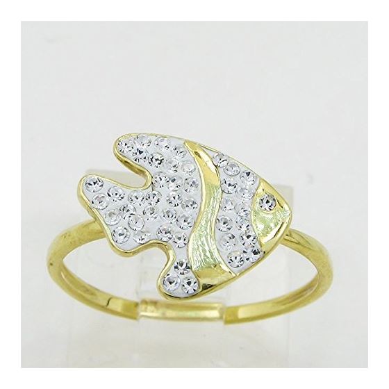 10K Yellow Gold womens fish ring ASVJ35 2