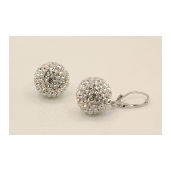 "Designer Pave Disco Ball Dangle Sterling Silver Earrings ST07