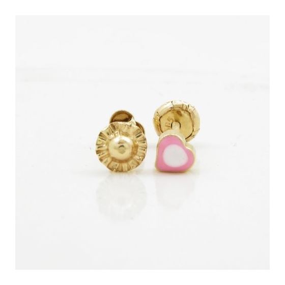 14K Yellow gold Simple heart stud earrings for Children/Kids web140 2