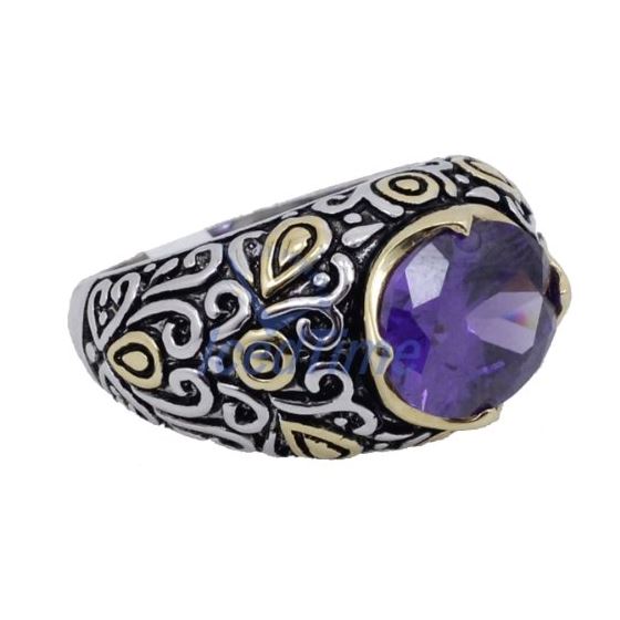 "Ladies .925 Italian Sterling Silver Purple Violet synthetic gemstone ring SAR3 6