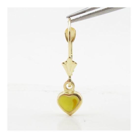 14K Yellow gold Heart chandelier earrings for Children/Kids web465 2