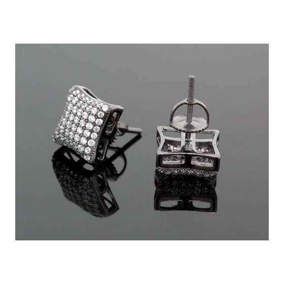 Sterling Silver Unisex Fashion Hand Set Stud Earrings ME0217e 2