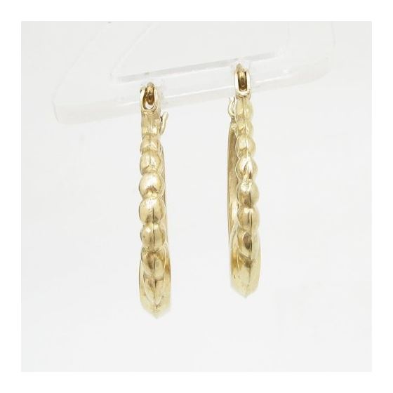 10k Yellow Gold earrings Fancy puff bamboo gold earrings AGBE73 2