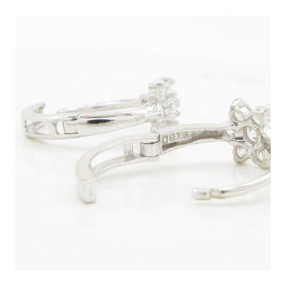 14K White gold Flower cz hoop earrings for Children/Kids web276 4