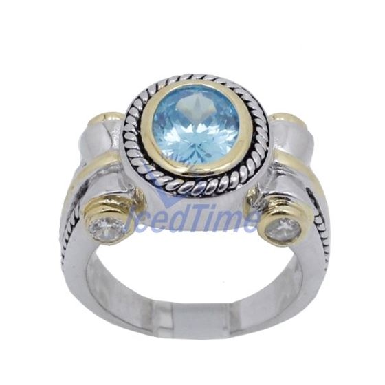 "Ladies .925 Italian Sterling Silver Baby blue synthetic gemstone ring SAR52 6