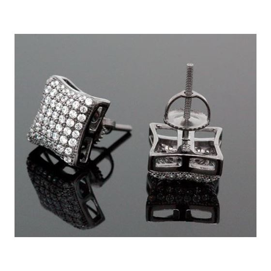 Sterling Silver Unisex Fashion Hand Set Stud Earrings ME0216e 2
