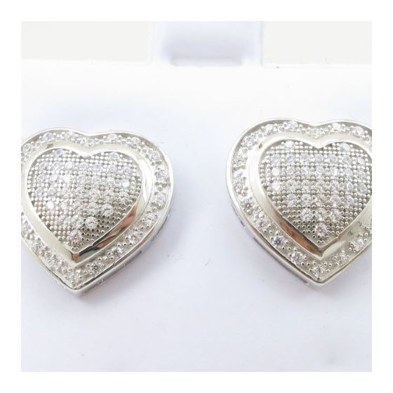 Womens .925 sterling silver White heart earring 5mm thick and 14mm wide Size 2