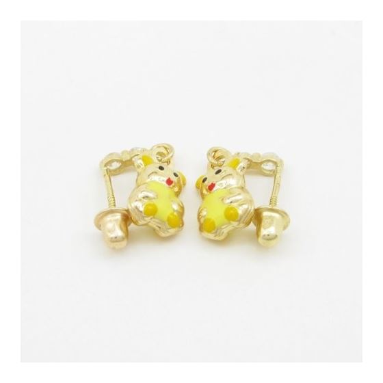 14K Yellow gold Panda cz chandelier earrings for Children/Kids web367 4