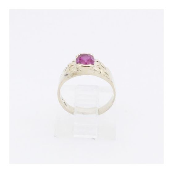 10k Yellow Gold Syntetic red gemstone ring ajjr68 Size: 3 2