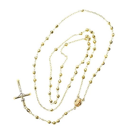 10K YELLOW Gold HOLLOW ROSARY Chain - 28 Inches Long 3.8MM Wide 2