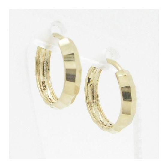 womens bp46 fancy earrings 14K yellow gold italian ball stud huggie hoop 2