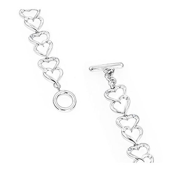 Luxurman Love Quotes: Sterling Silver Diamond Heart Bracelet for Women 2