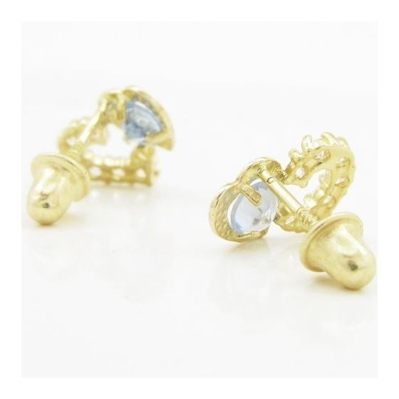 14K Yellow gold Dual heart cz stud earrings for Children/Kids web286 4