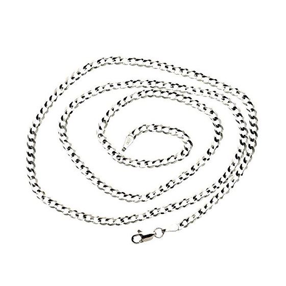 14K WHITE Gold SOLID ITALY CUBAN Chain - 20 Inches Long 3.6MM Wide 2