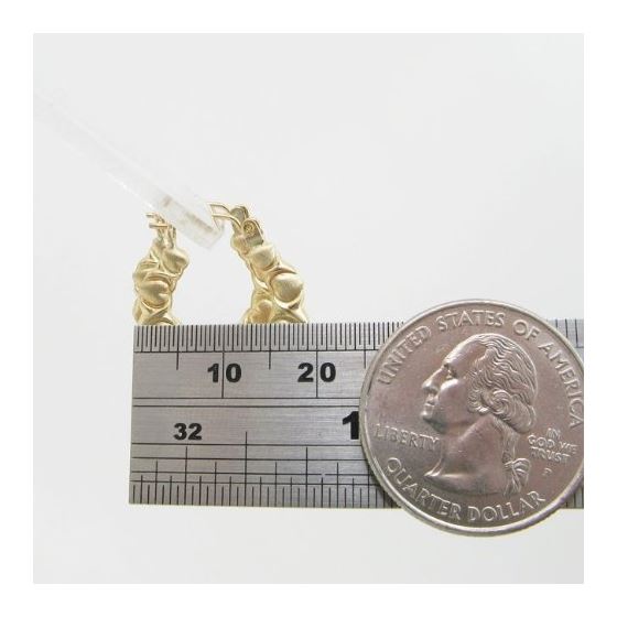10k Yellow Gold earrings Fancy puff bamboo gold earrings AGBE74 4