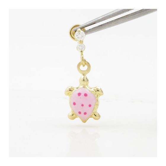 14K Yellow gold Tortoise cz chandelier earrings for Children/Kids web389 2