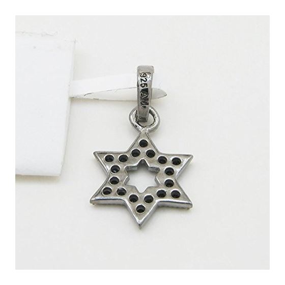 Womens Black star of david black cz pendant Silver37 4