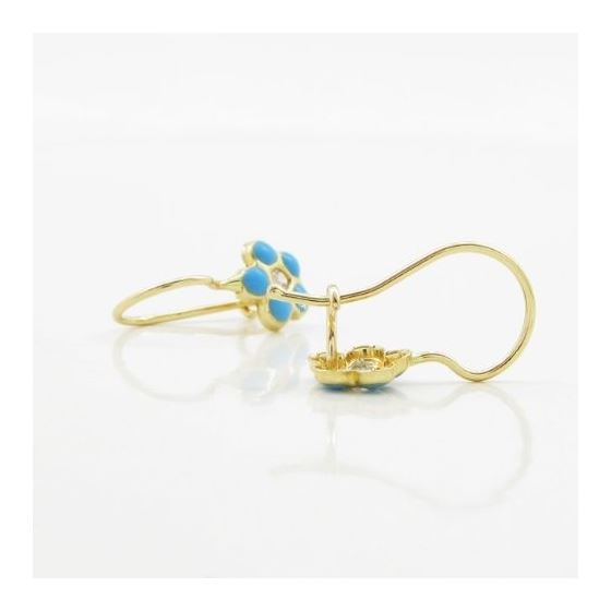 14K Yellow gold Flower cz hoop earrings for Children/Kids web30 4