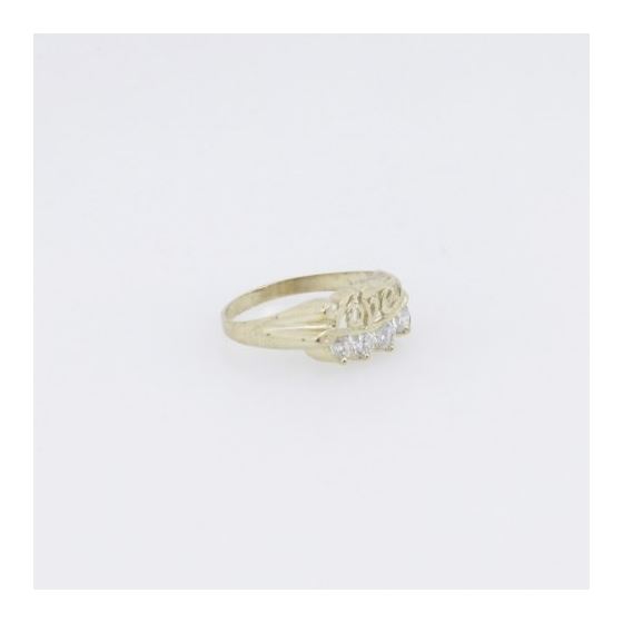 10k Yellow Gold Syntetic white love gemstone ring ajr26 Size: 7 4