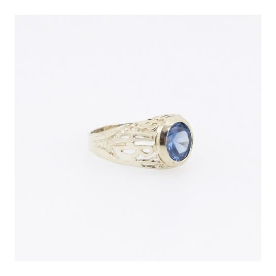 10k Yellow Gold Syntetic blue gemstone ring ajr19 Size: 2.25 4