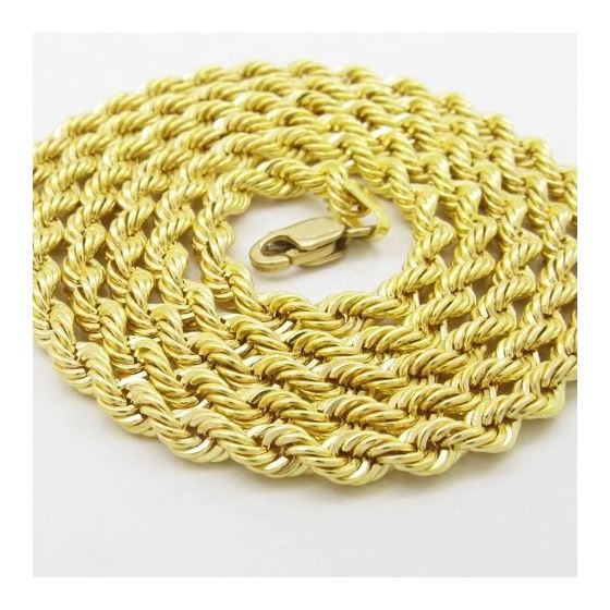 "Mens 10k Yellow Gold skinny rope chain ELNC16 22"" long and 3.3mm wide 2"