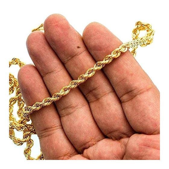 10K YELLOW Gold HOLLOW ROPE Chain - 28 Inches Long 4.4MM Wide 2