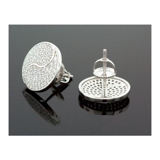 Sterling Silver Unisex Fashion Round Hand Set Stud Earrings ME0220d 2