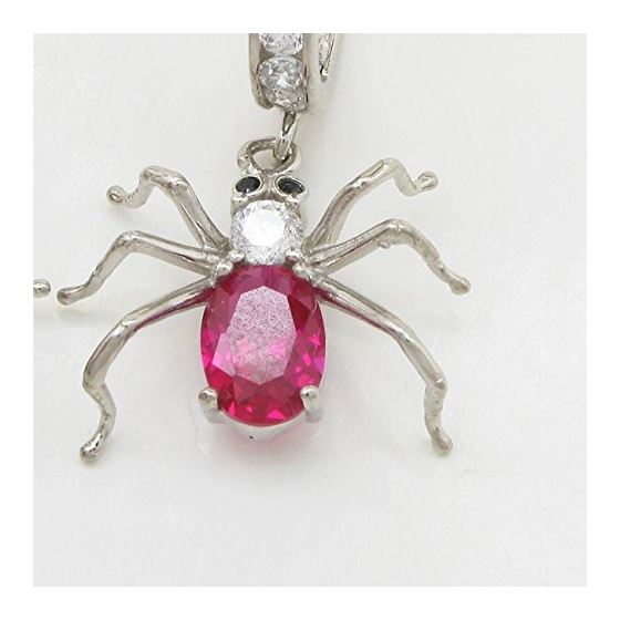 Womens Pink precious stone spider chandelier earring Silver8 2