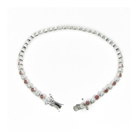 Ladies .925 Italian Sterling Silver white and red cz bracelet 2