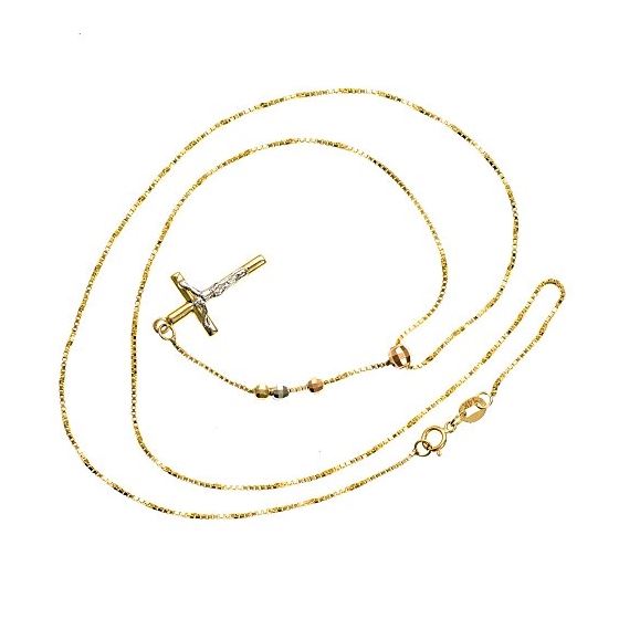 14K YELLOW Gold HOLLOW ROSARY Chain - 18 Inches Long 2.9MM Wide 2