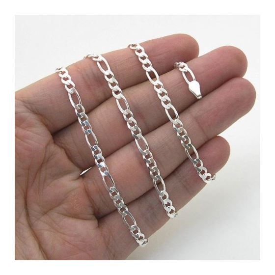 Silver Figaro link chain Necklace BDC93 4